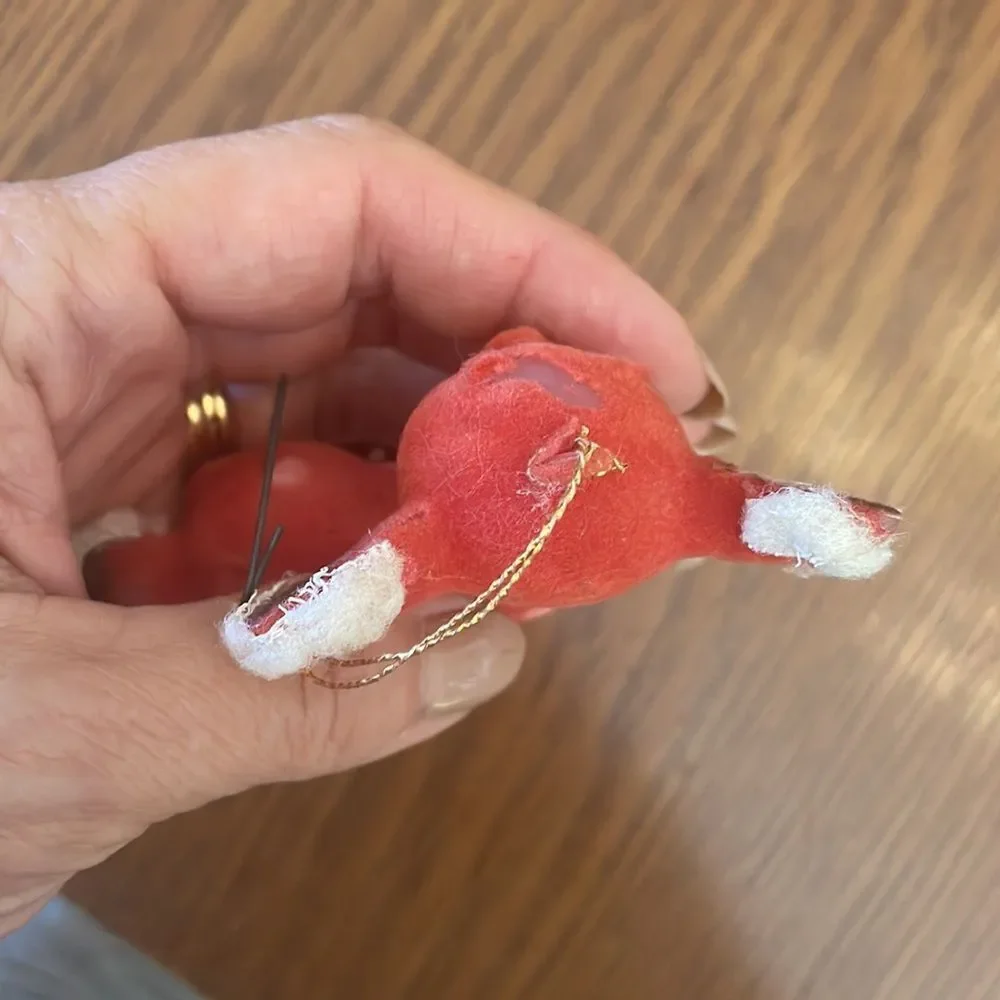 Collection of 4 vintage flocked Christmas tree ornaments‎